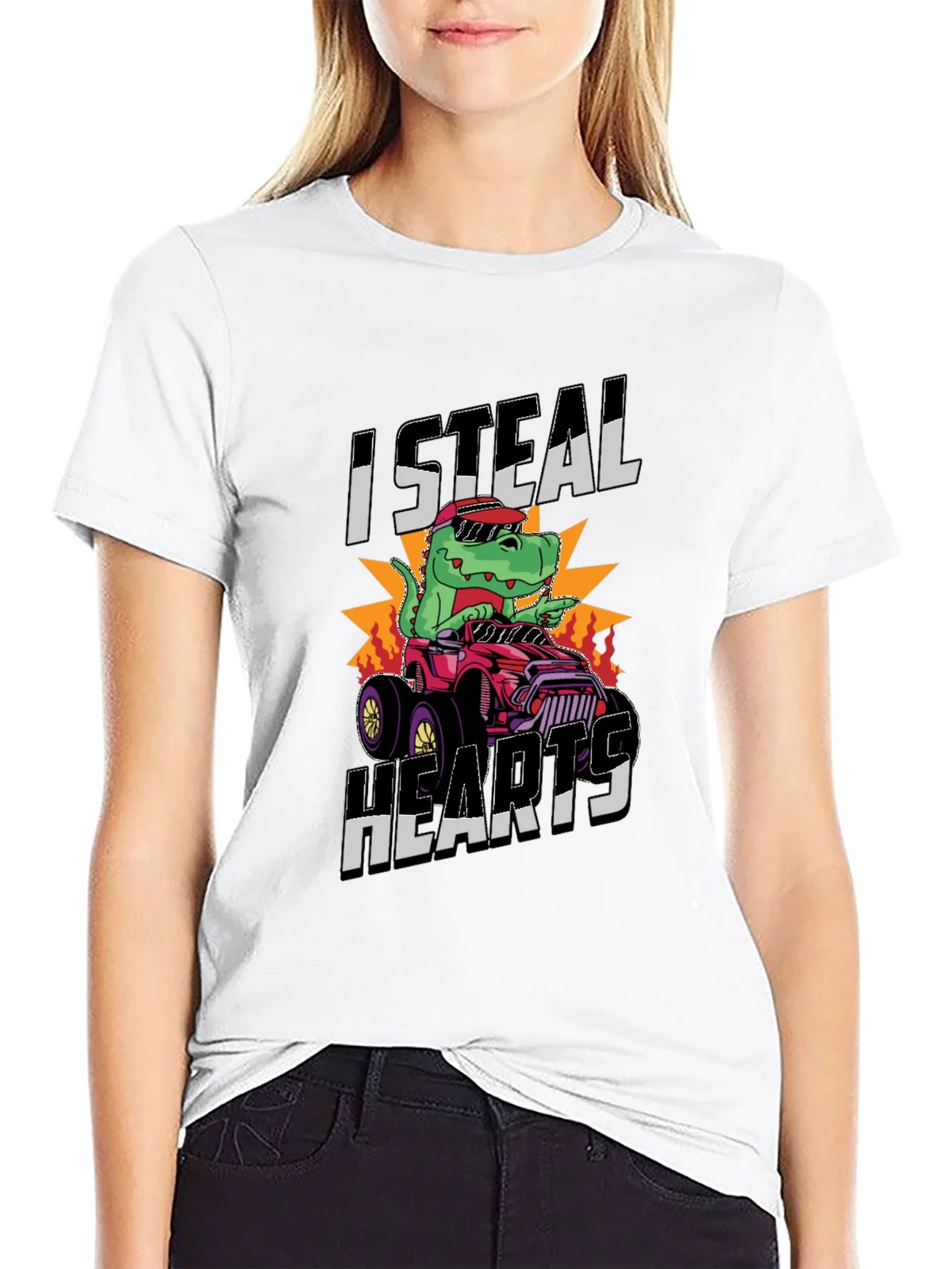 I Steal Hearts Dinosaur Monster Truck Graphic Tee product image 8
