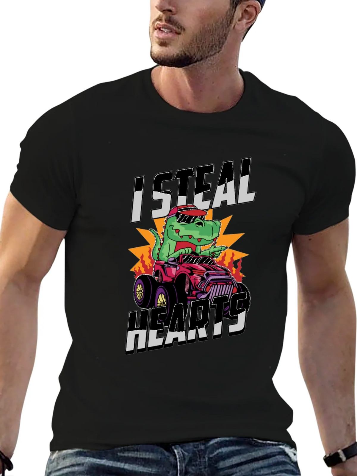 I Steal Hearts Dinosaur Monster Truck Graphic Tee product image 6