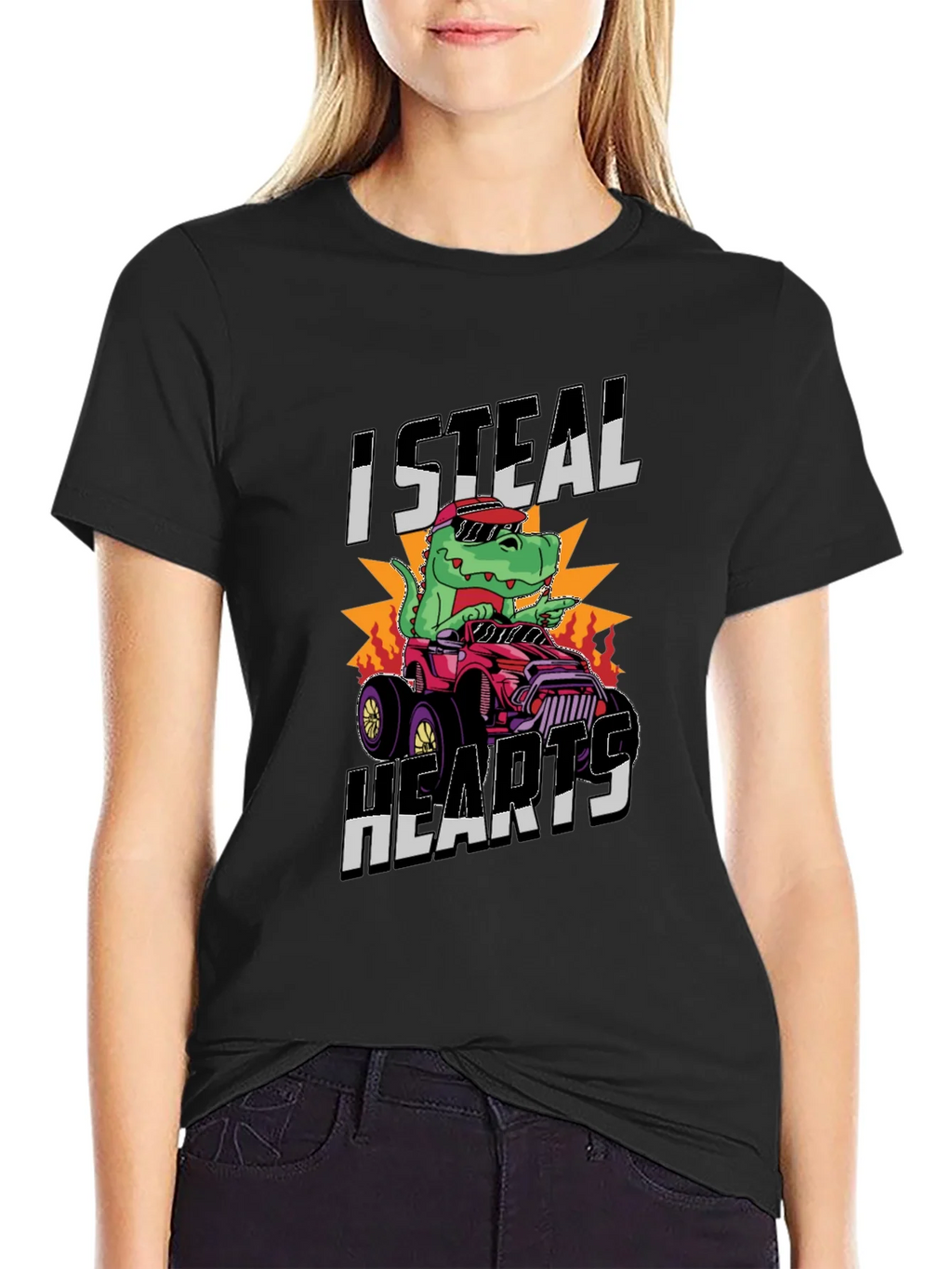 I Steal Hearts Dinosaur Monster Truck Graphic Tee product image 2
