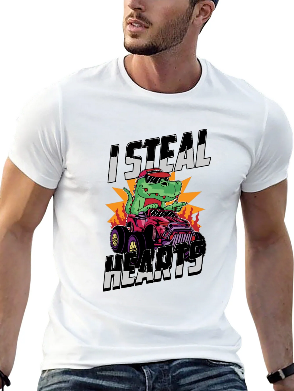 I Steal Hearts Dinosaur Monster Truck Graphic Tee product image 12