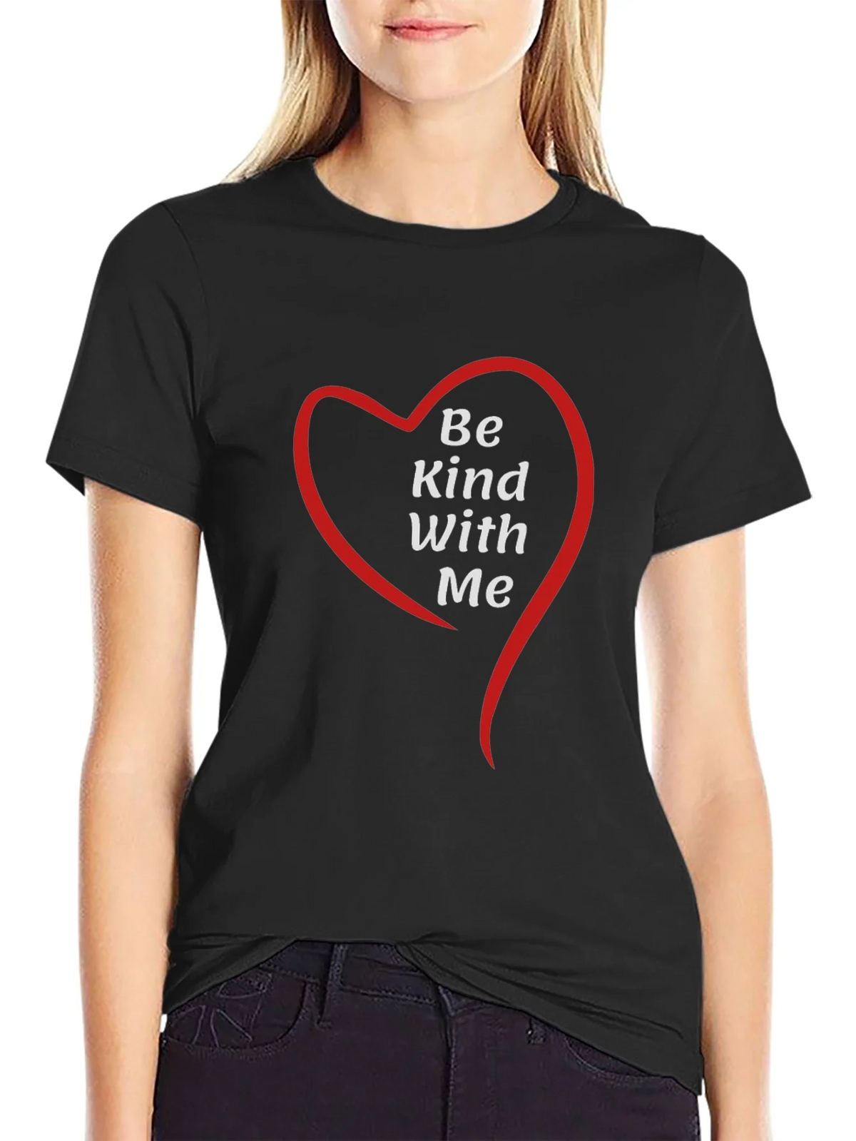 Be Kind With Me Heart Graphic Tee - Black product image 2