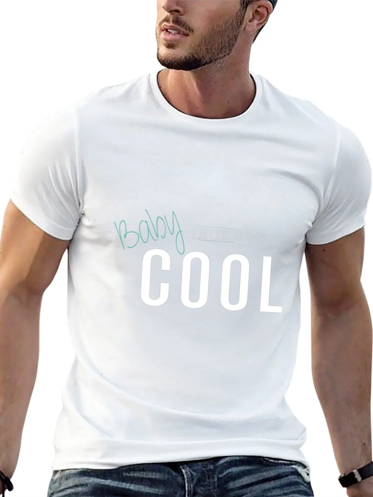 Baby You Look So Cool Graphic Tee - Black Cotton T-Shirt product image 4