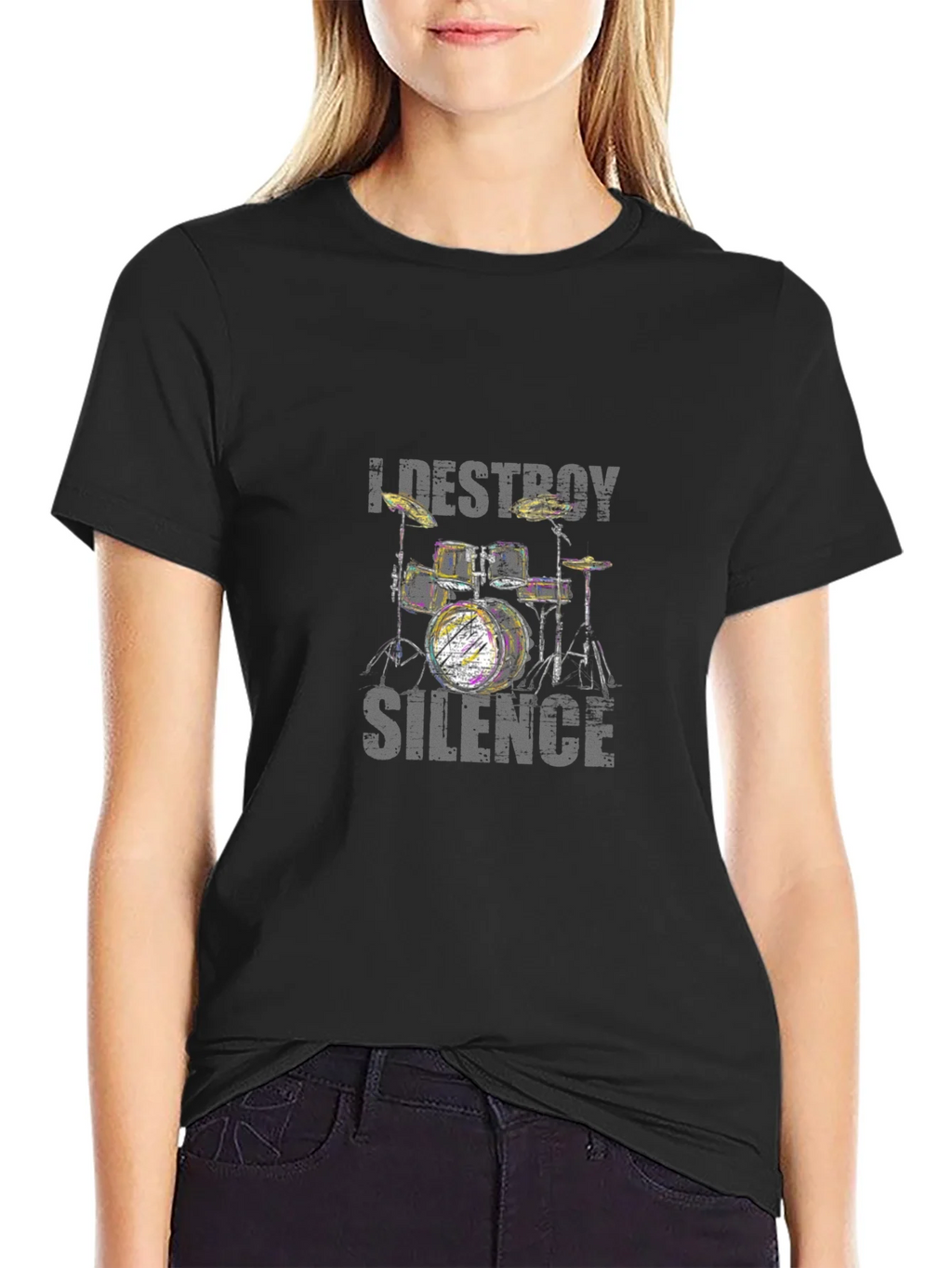 I Destroy Silence Drum Kit Black T-Shirt product image 1