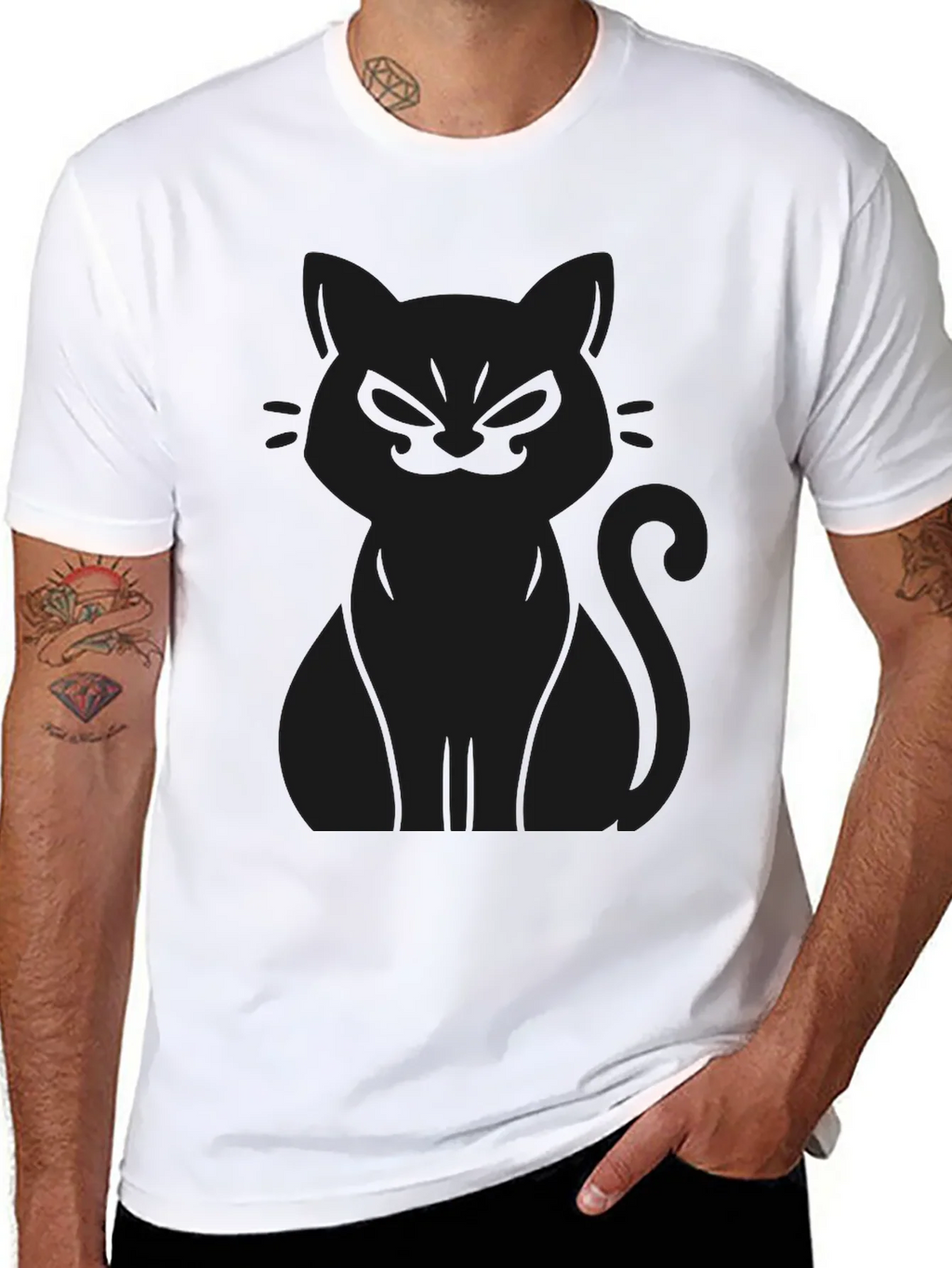Mens Black Cat Graphic Tee - Soft Cotton Blend product image 6
