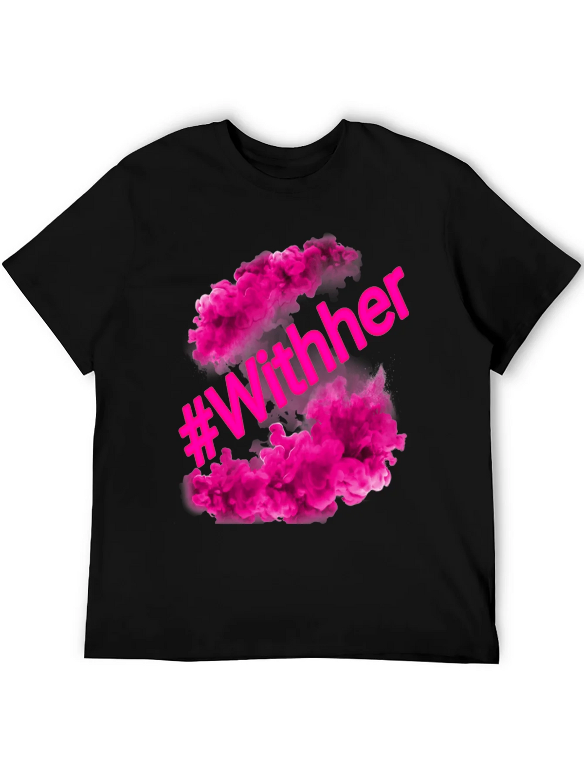#WithHer Pink Smoke Graphic Tee - Stylish Black T-Shirt product image 5