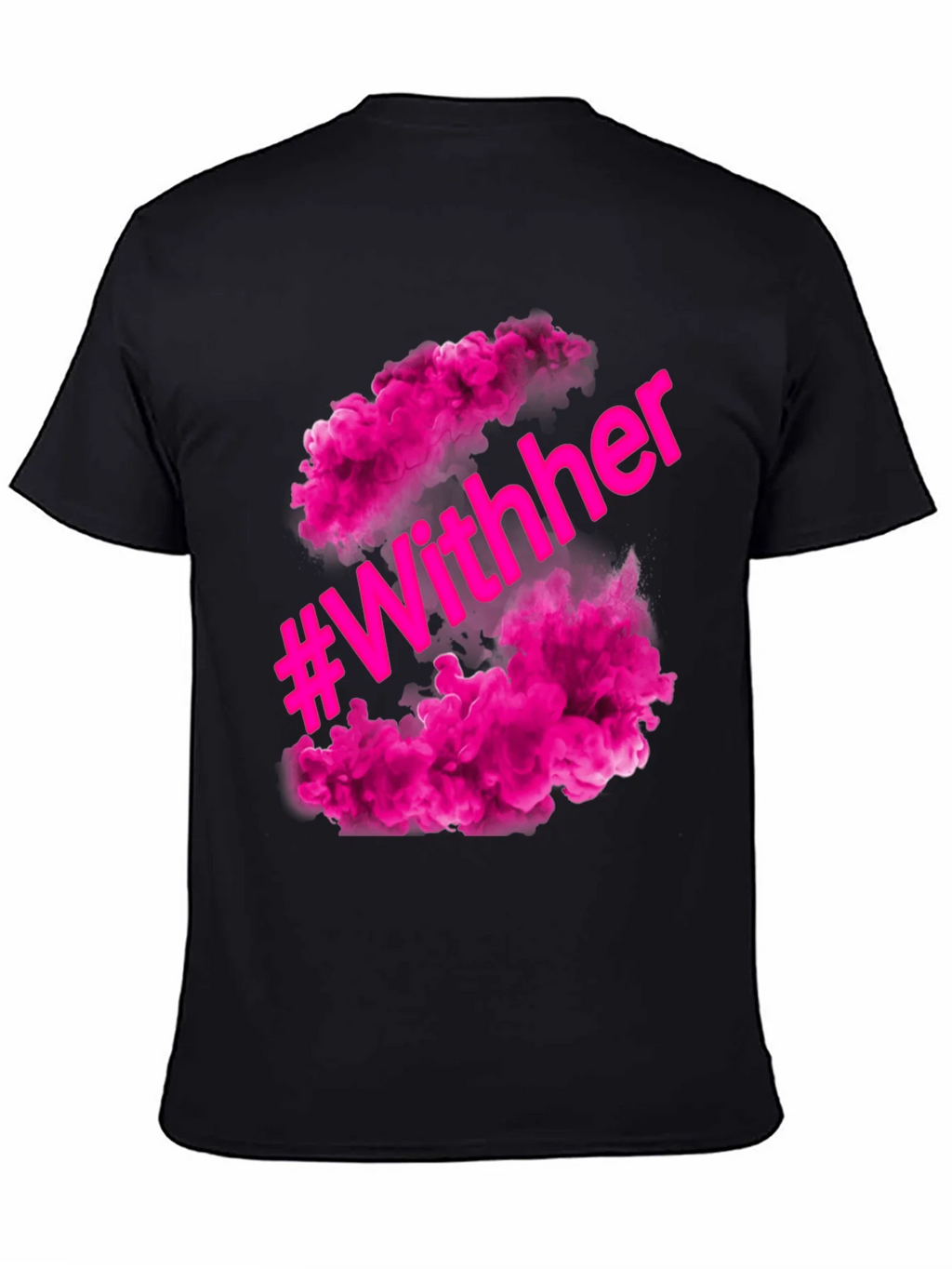 #WithHer Pink Smoke Graphic Tee - Stylish Black T-Shirt product image 4