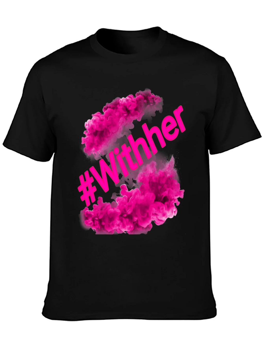 #WithHer Pink Smoke Graphic Tee - Stylish Black T-Shirt product image 3