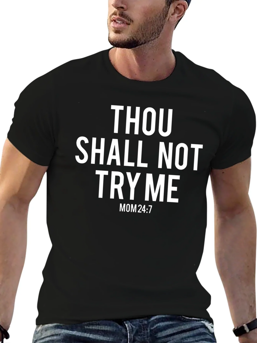 Thou Shalt Not Try Me Black Graphic T-Shirt product image 2
