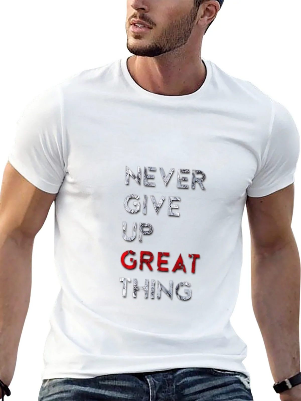 Motivational Never Give Up T-Shirt - Black product image 4