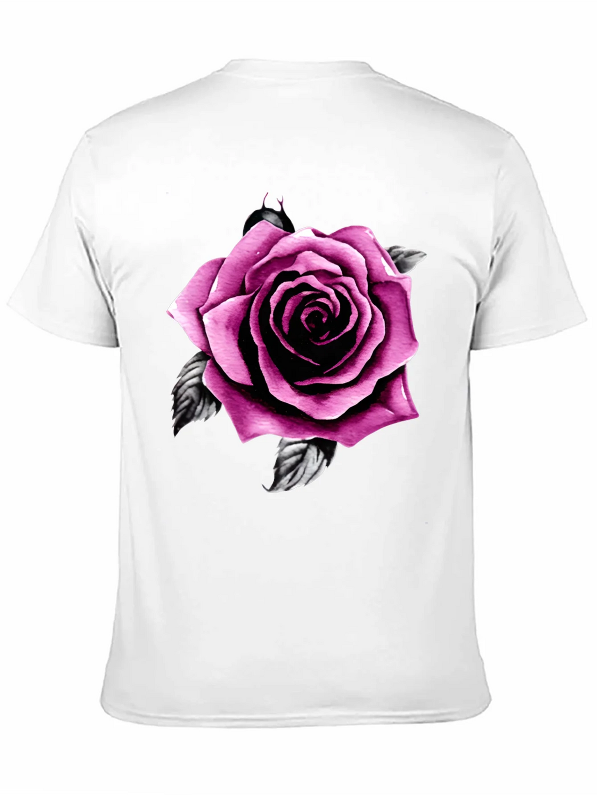 Mens Black T-Shirt with Pink Rose Design product image 8