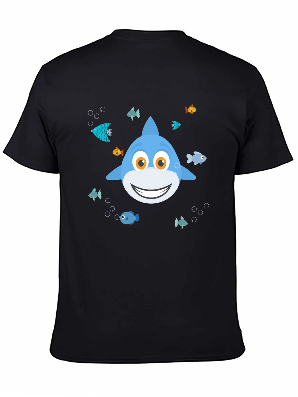 Cute Cartoon Shark Graphic T-Shirt - Black product image 4