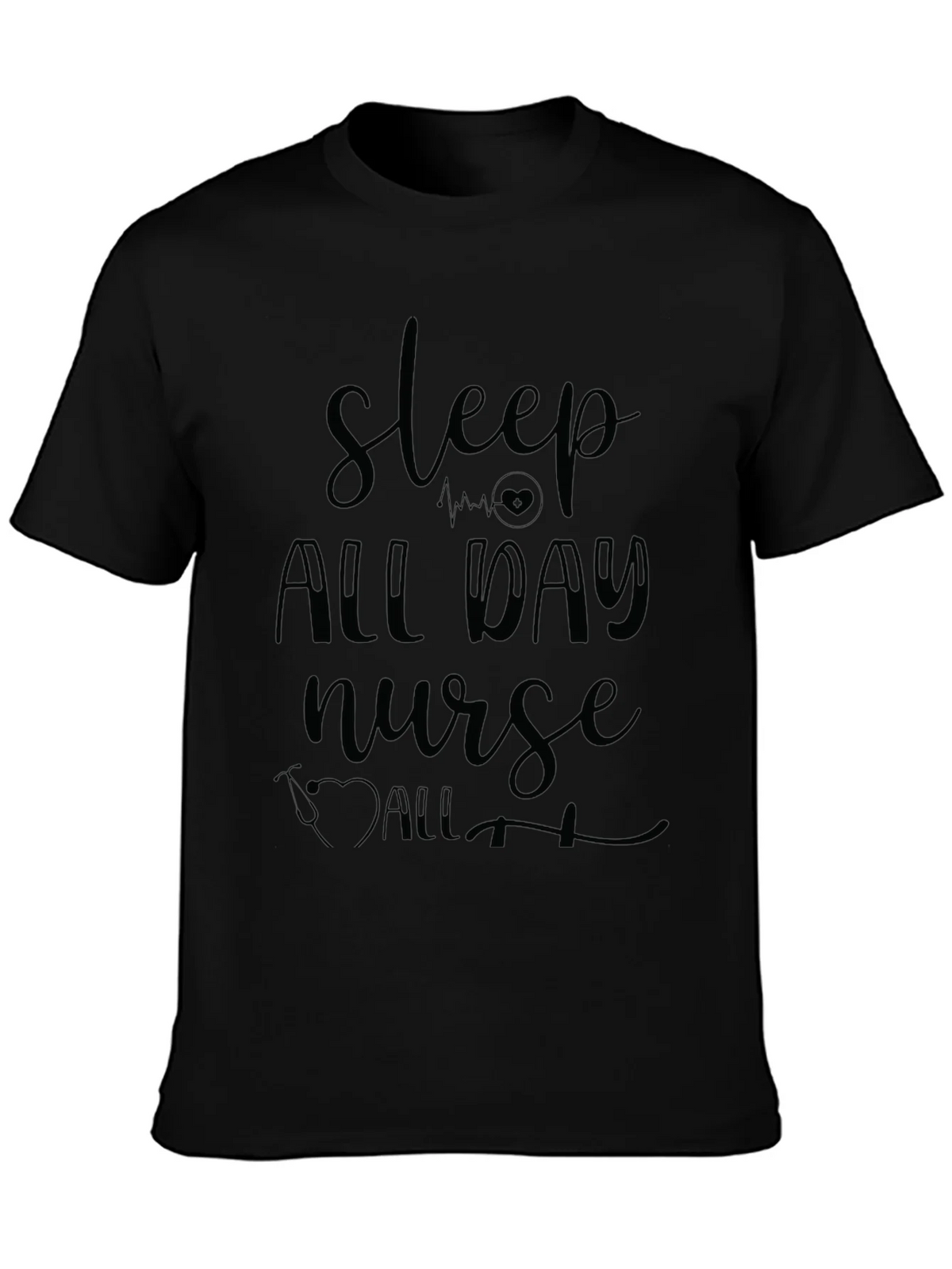 Sleep All Day Nurse Graphic Tee - Black product image 3
