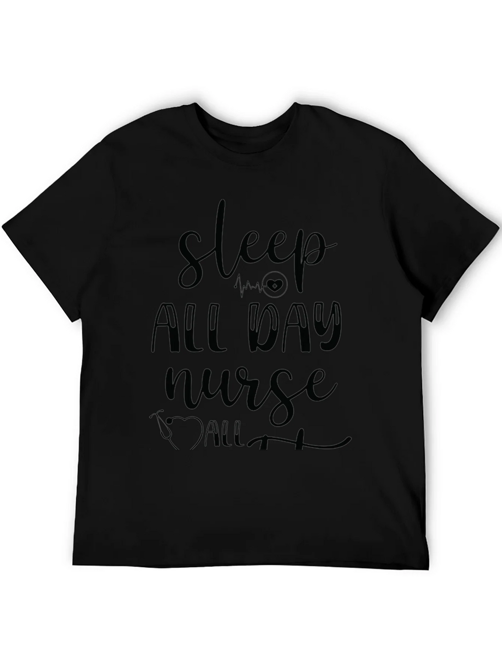 Sleep All Day Nurse Graphic Tee - Black product image 5