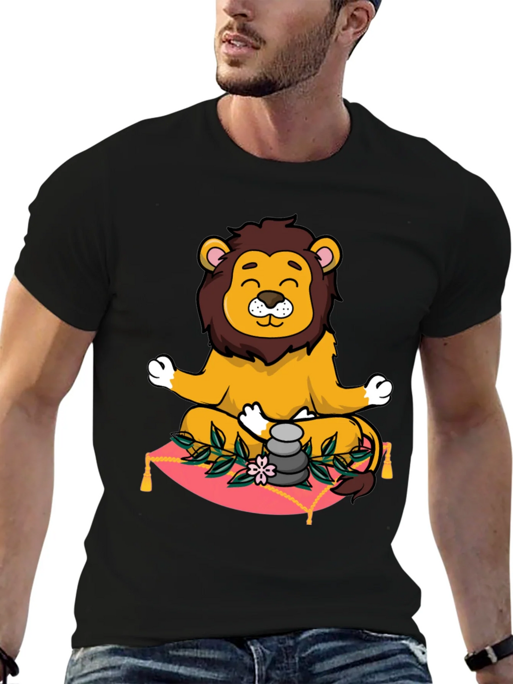 Zen Lion Meditation Graphic Tee product image 6