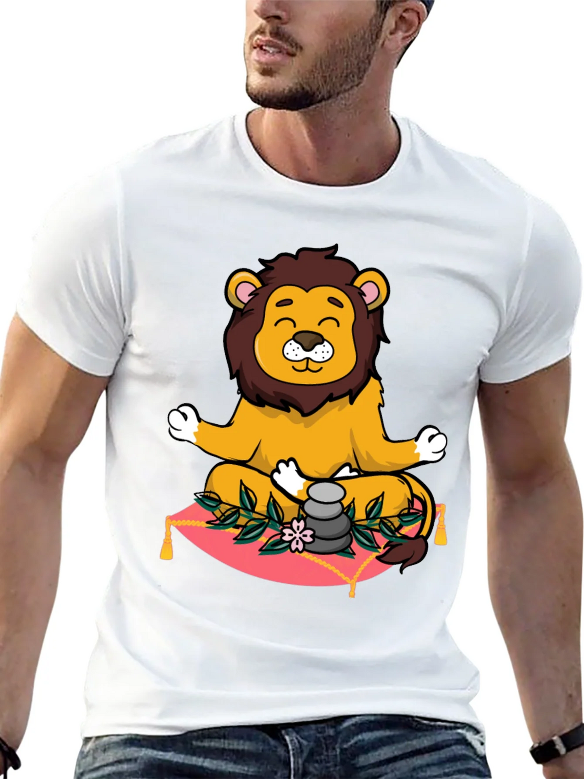 Zen Lion Meditation Graphic Tee product image 12