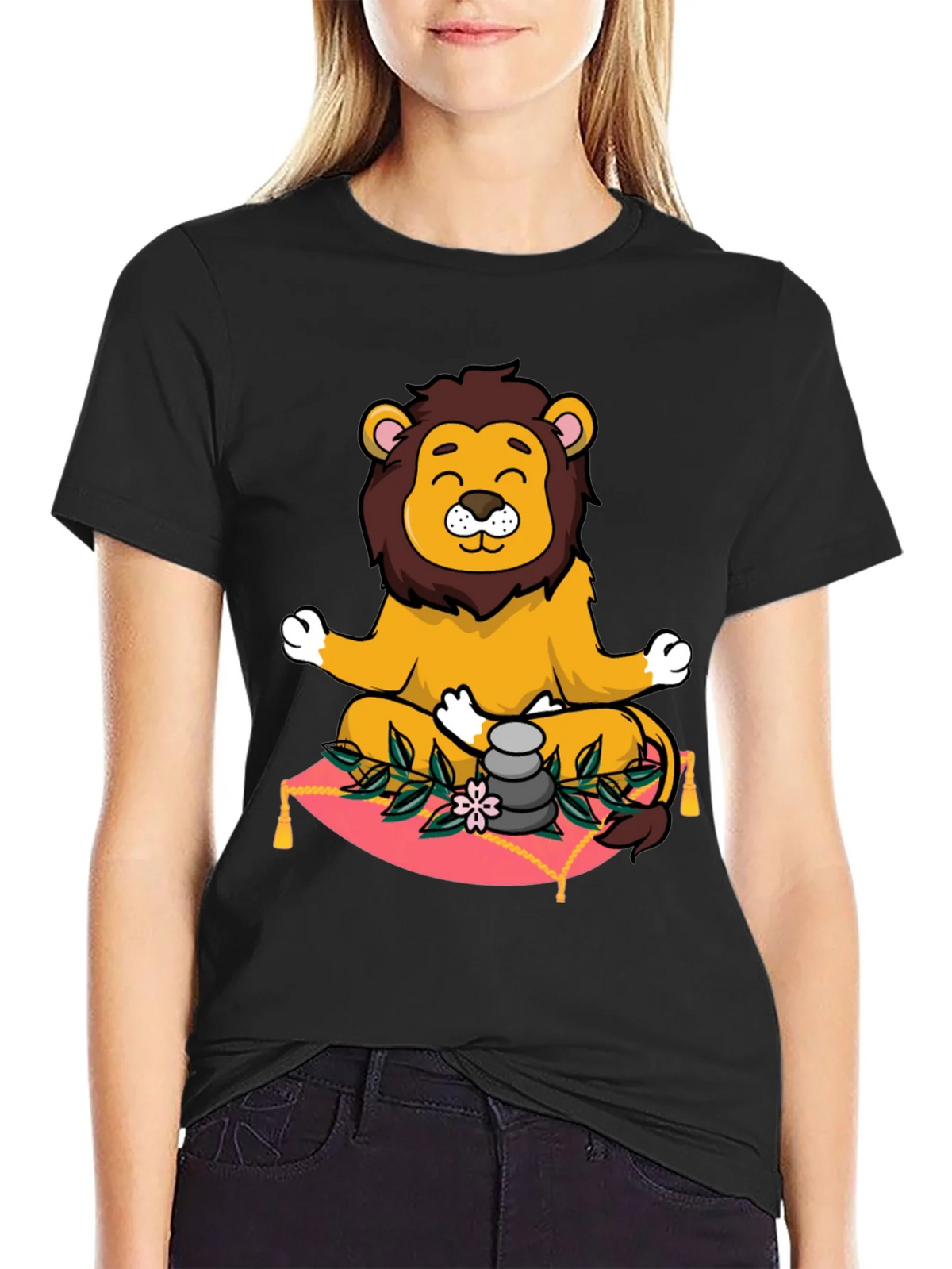 Zen Lion Meditation Graphic Tee product image 2
