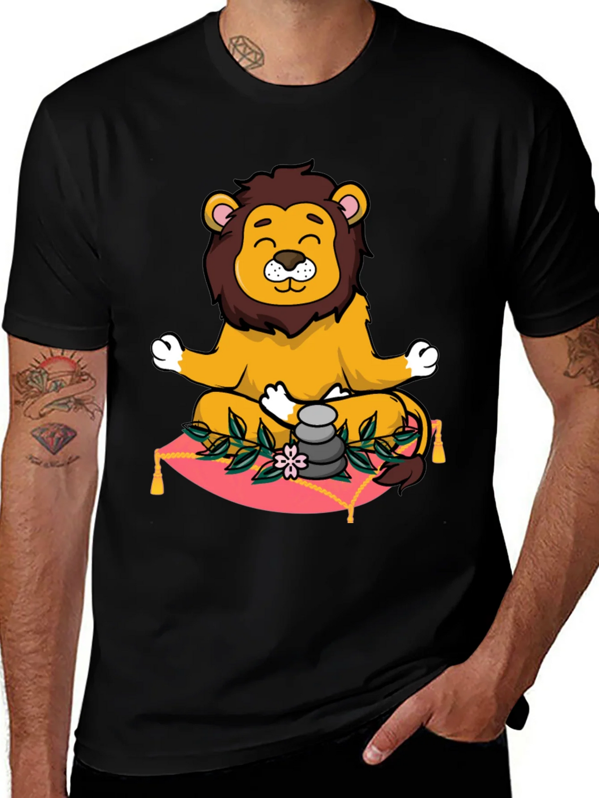 Zen Lion Meditation Graphic Tee product image 1