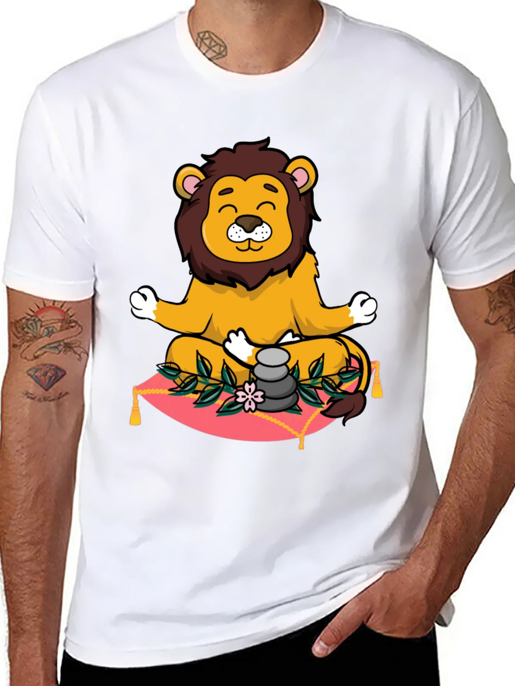 Zen Lion Meditation Graphic Tee product image 7