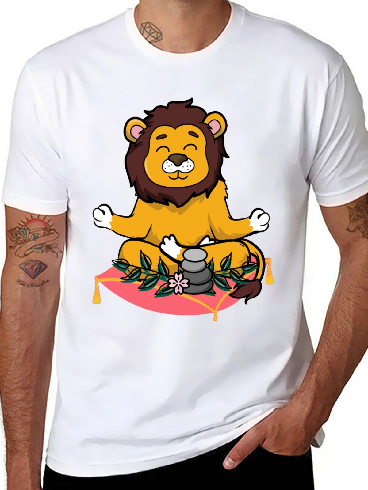 Zen Lion Meditation Graphic Tee product image 7