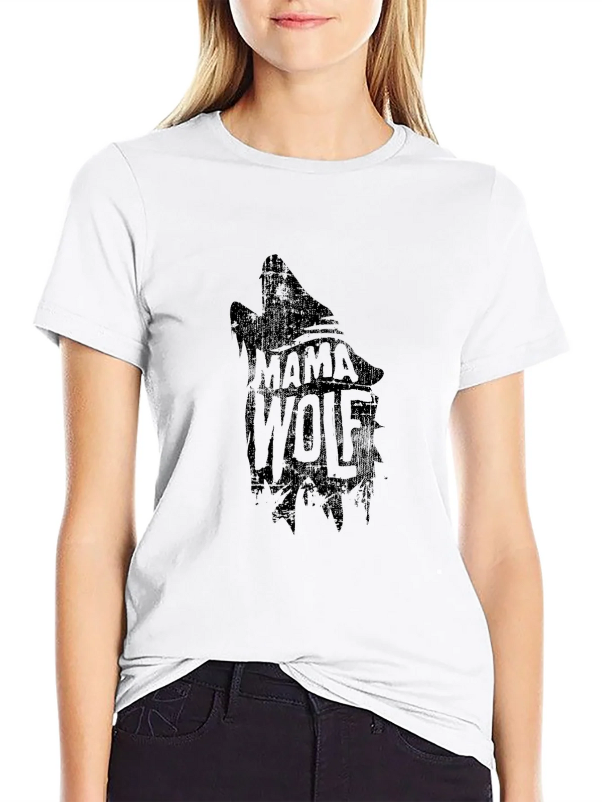 Mama Wolf Graphic Tee - Black Cotton T-Shirt product image 8