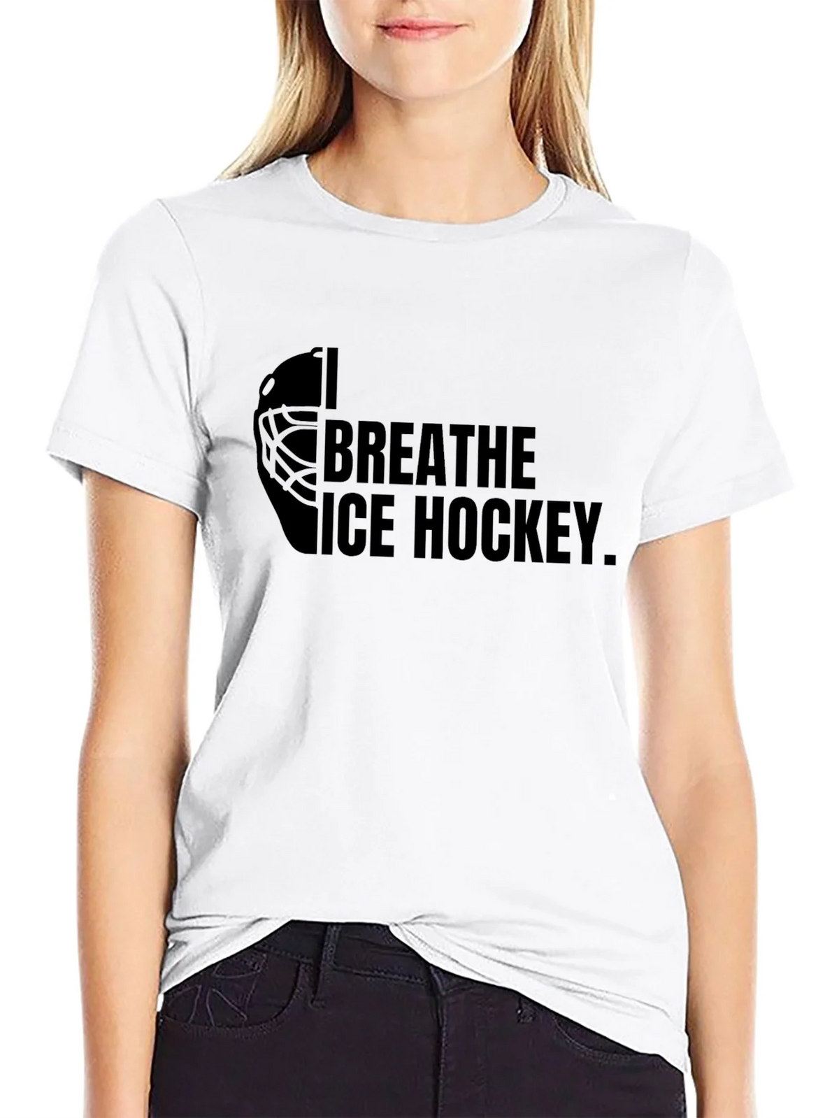 I Breathe Ice Hockey Black Graphic Tee Shirt product image 5