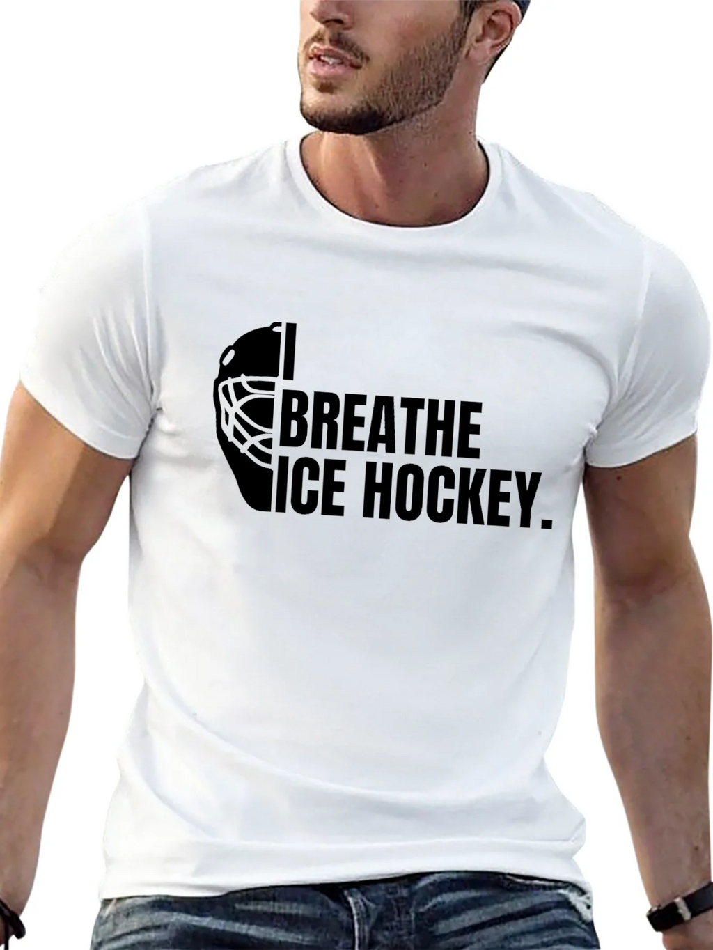 I Breathe Ice Hockey Black Graphic Tee Shirt product image 8
