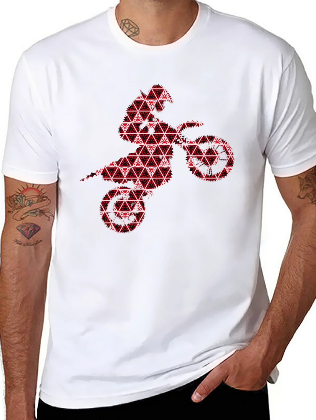 Red Motorcross Rider Black T-Shirt product image 4