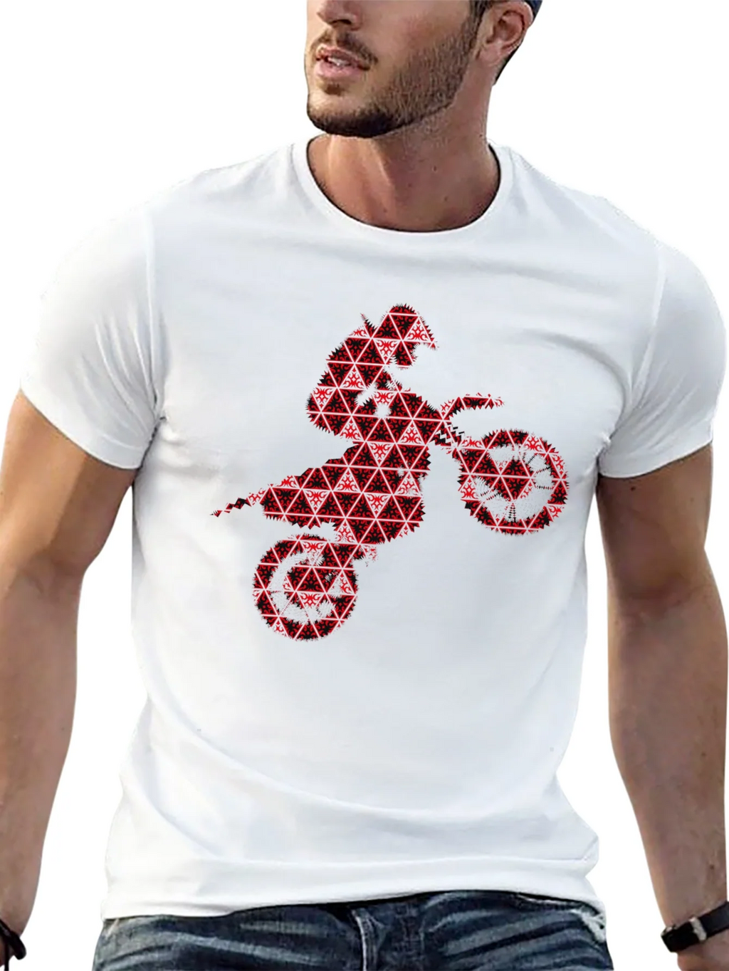 Red Motorcross Rider Black T-Shirt product image 7