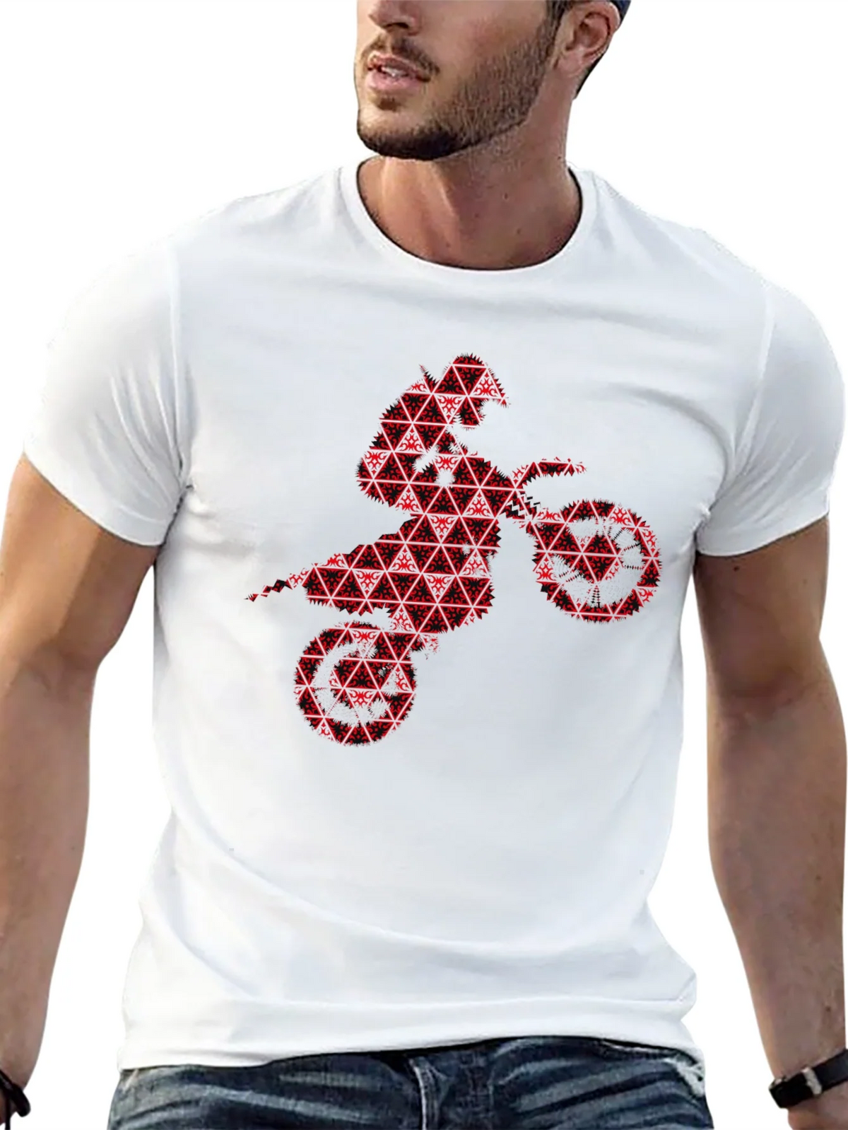 Red Motorcross Rider Black T-Shirt product image 7