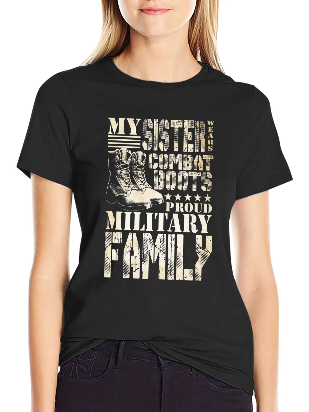 Military Family Sister Combat Boots T-Shirt product image 2