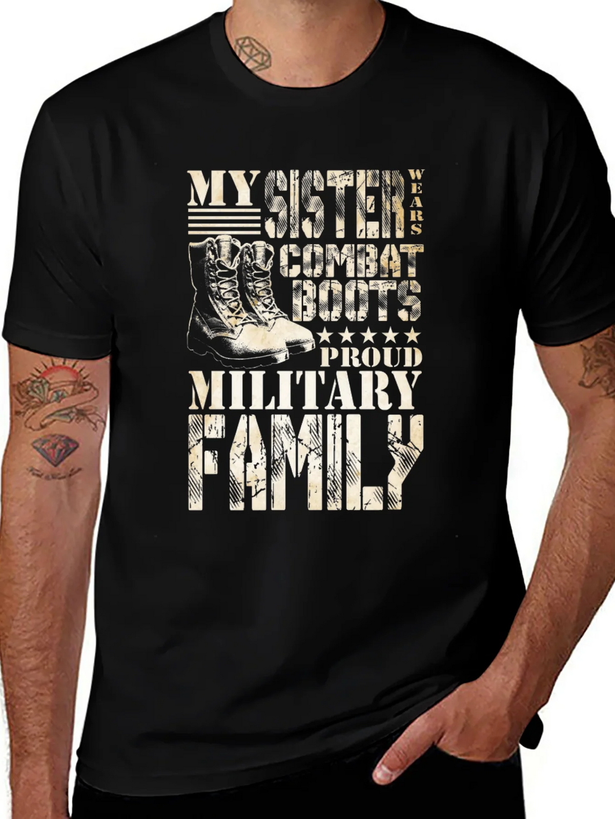 Military Family Sister Combat Boots T-Shirt product image 1