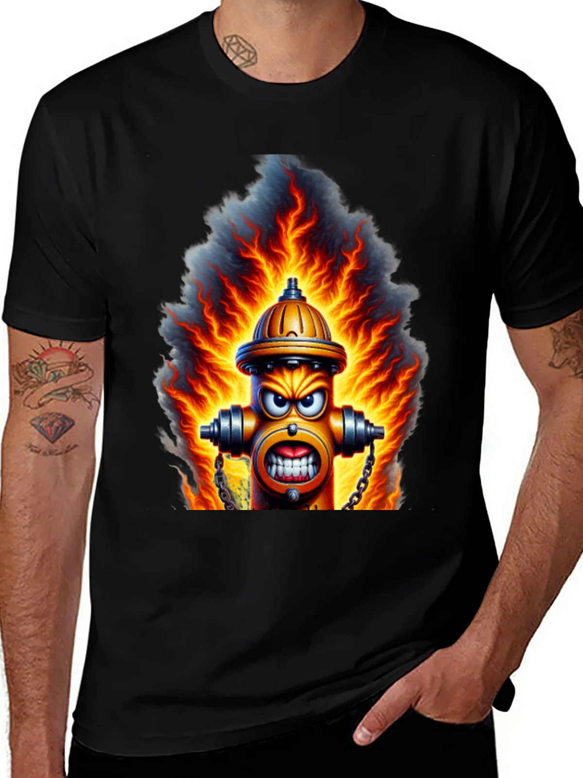 Fiery Hydrant Graphic Tee - Bold Streetwear product image 1