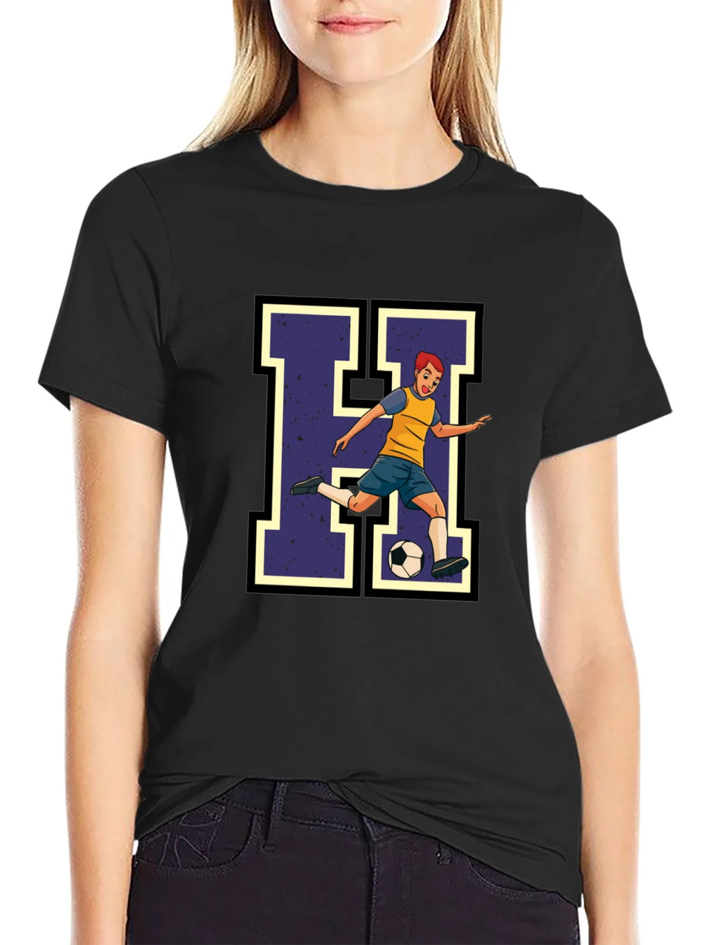 Soccer Player H Graphic Tee - Black product image 2