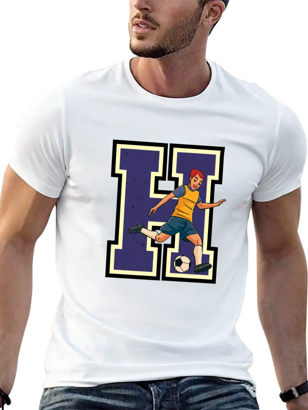 Soccer Player H Graphic Tee - Black product image 12