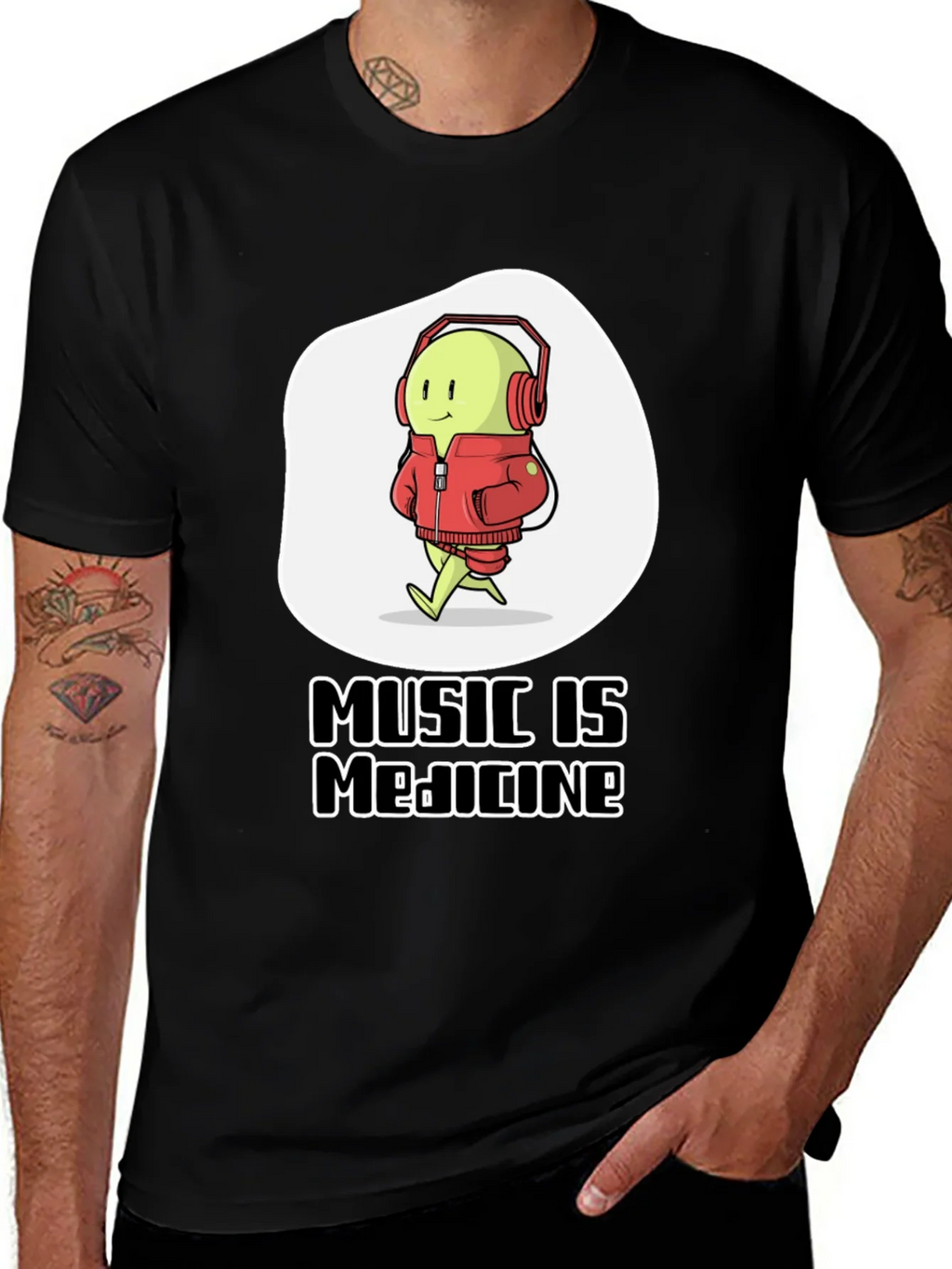 Music is Medicine T-Shirt - Cartoon Character with product image 1