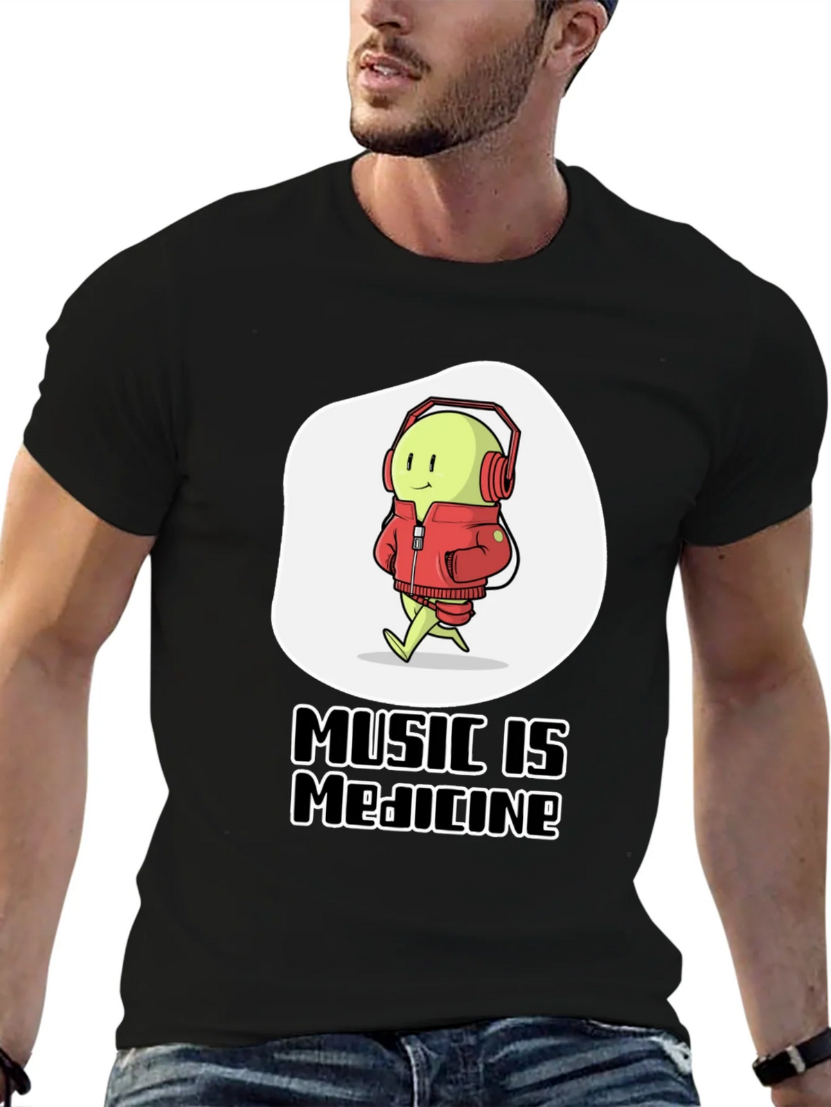Music is Medicine T-Shirt - Cartoon Character with product image 5