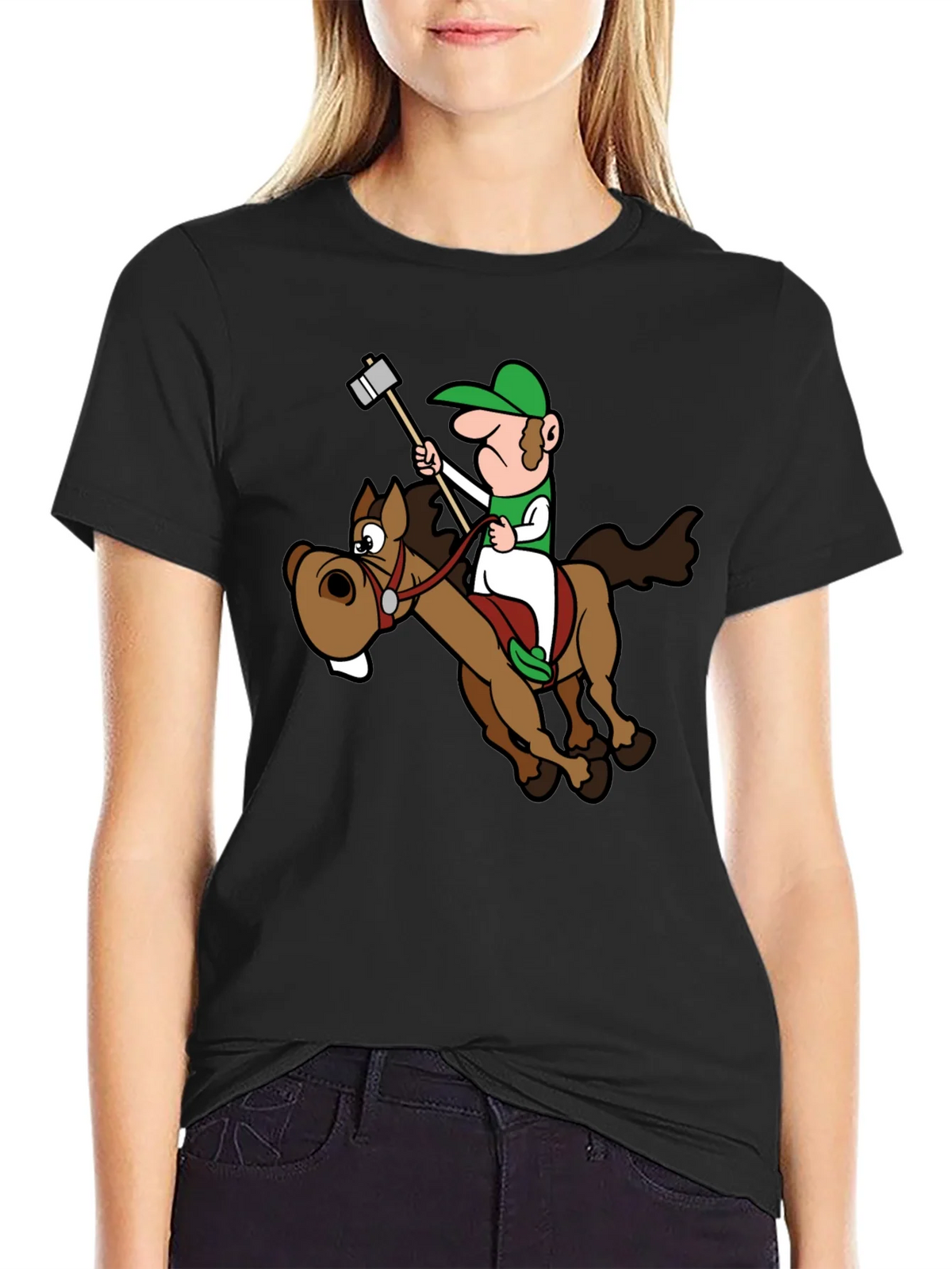 Novelty Cartoon Horse Rider T-Shirt product image 2