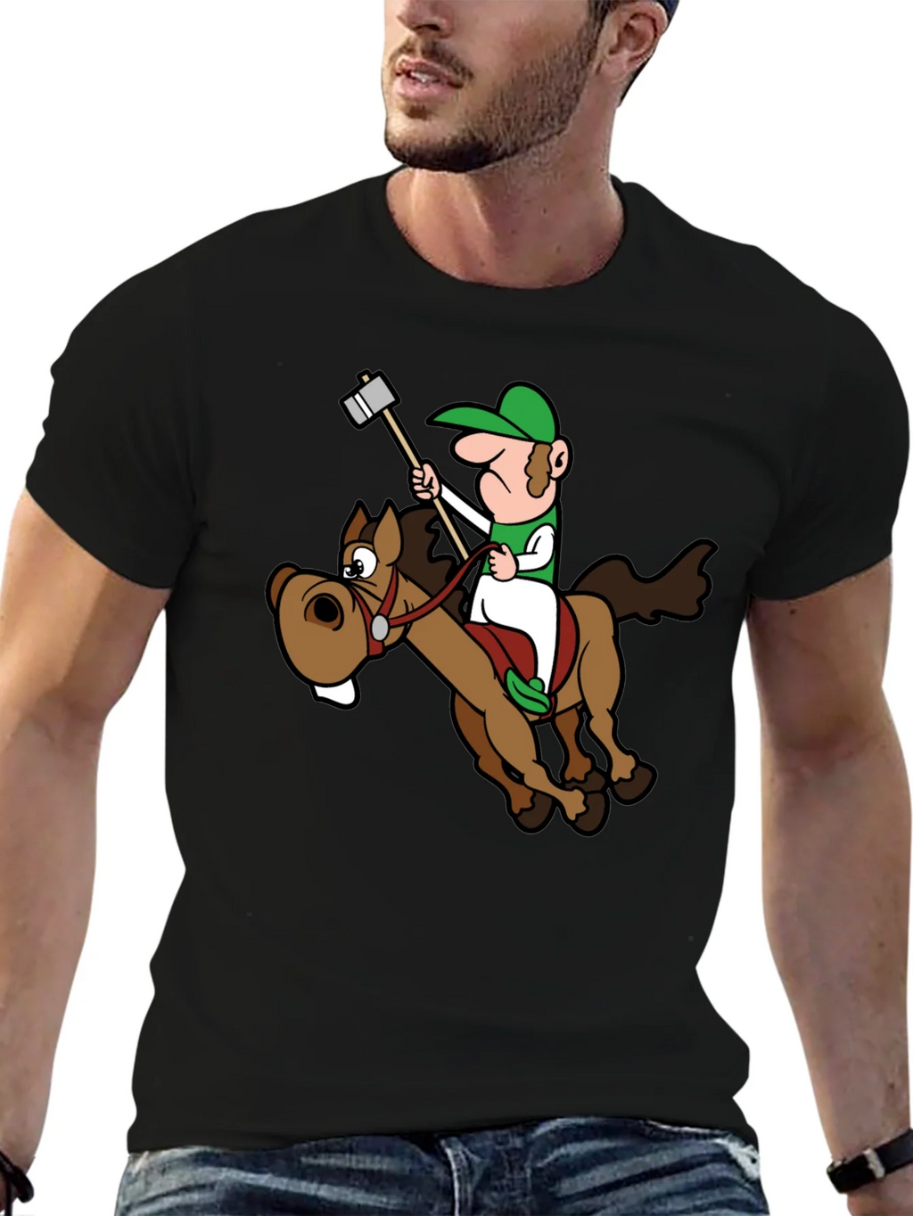 Novelty Cartoon Horse Rider T-Shirt product image 6