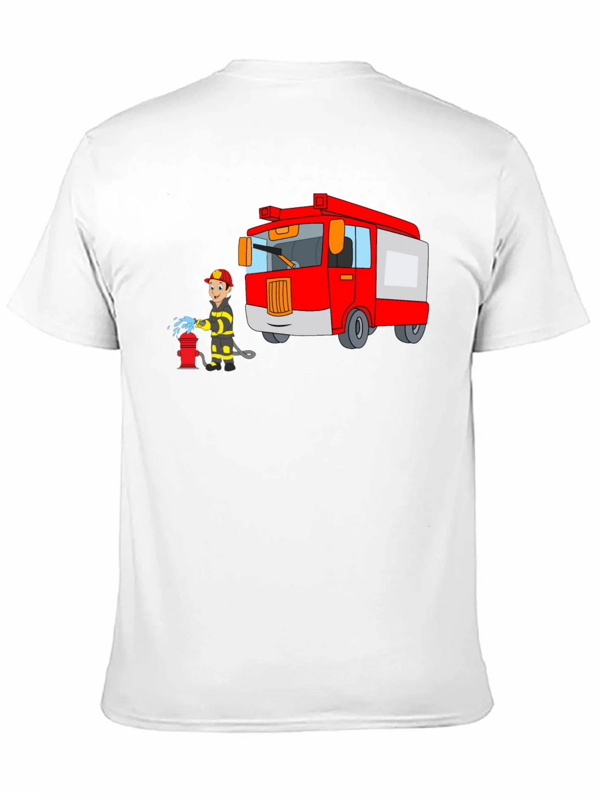 Firefighter Cartoon Graphic Black T-Shirt product image 10