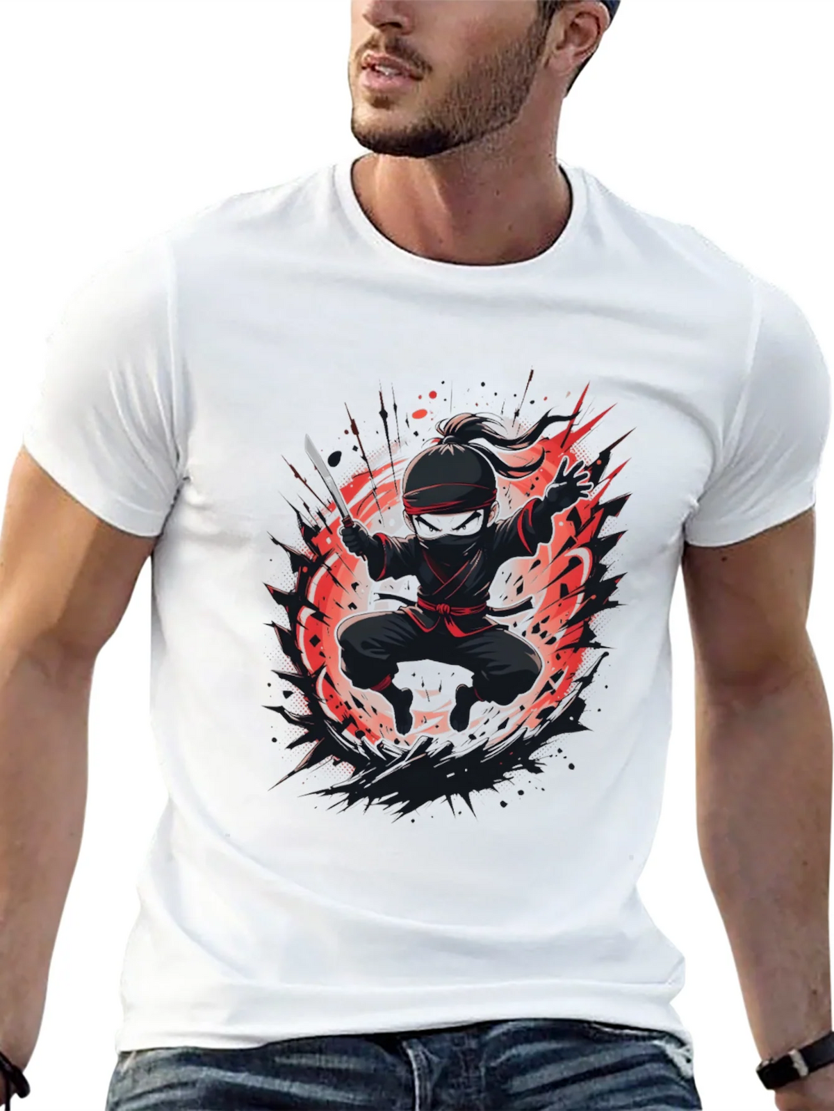 Ninja Warrior Graphic Tee - Black Cotton T-Shirt product image 9