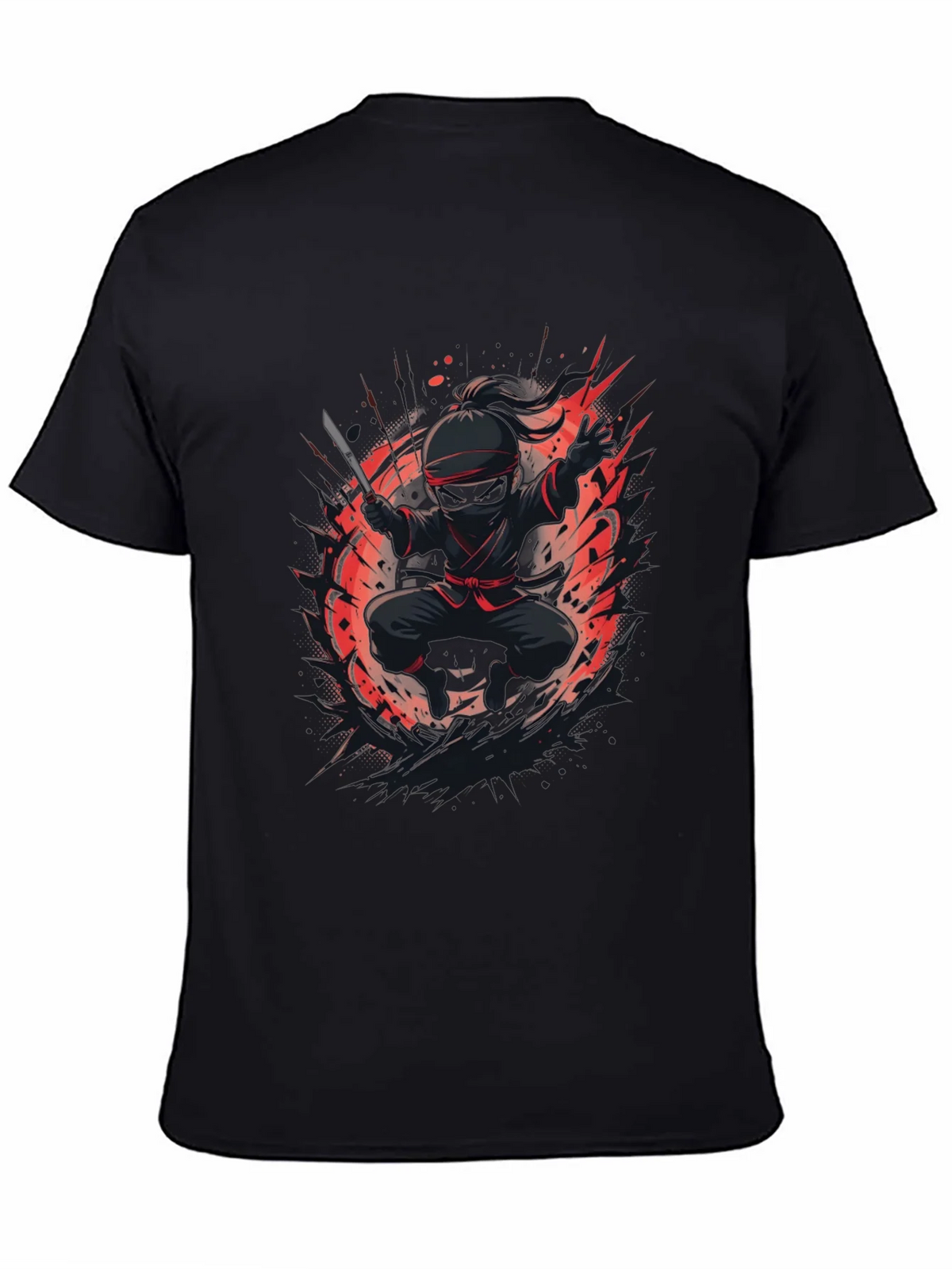Ninja Warrior Graphic Tee - Black Cotton T-Shirt product image 3
