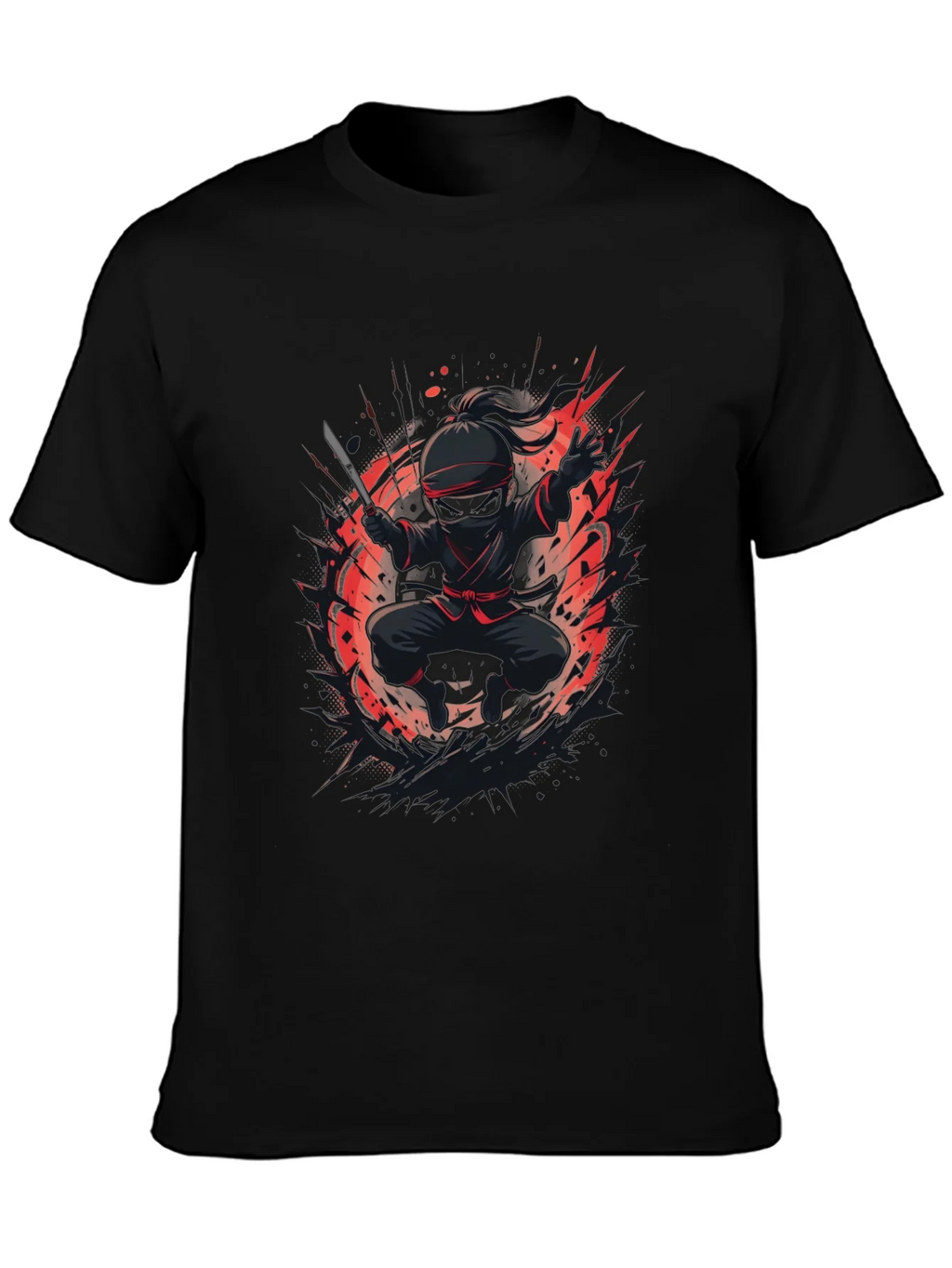 Ninja Warrior Graphic Tee - Black Cotton T-Shirt product image 2