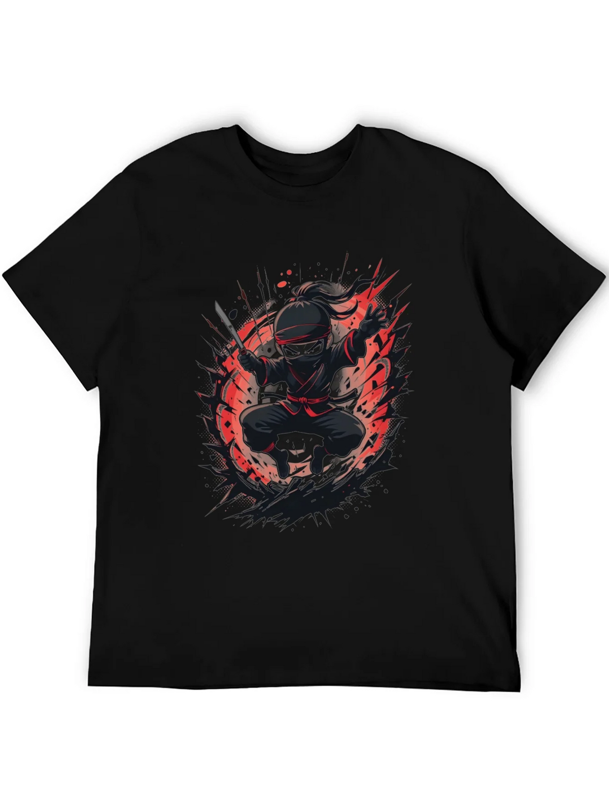 Ninja Warrior Graphic Tee - Black Cotton T-Shirt product image 4