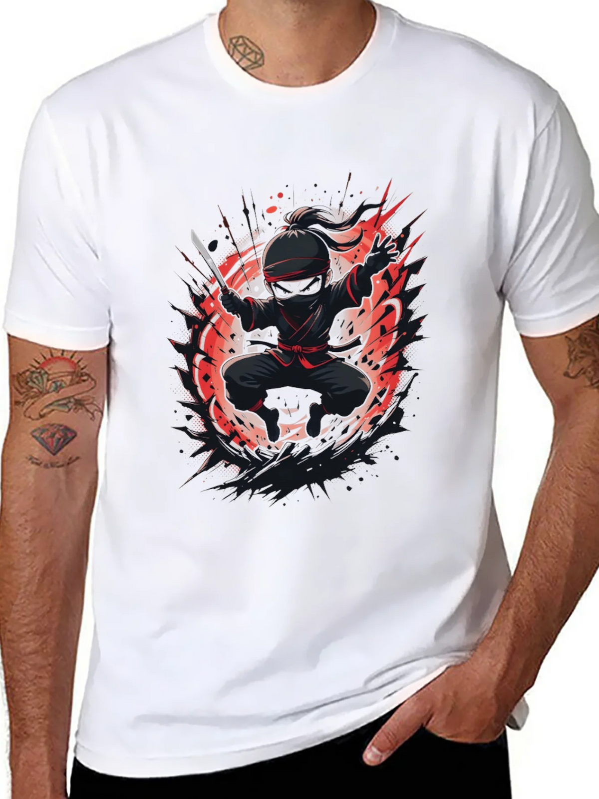 Ninja Warrior Graphic Tee - Black Cotton T-Shirt product image 6
