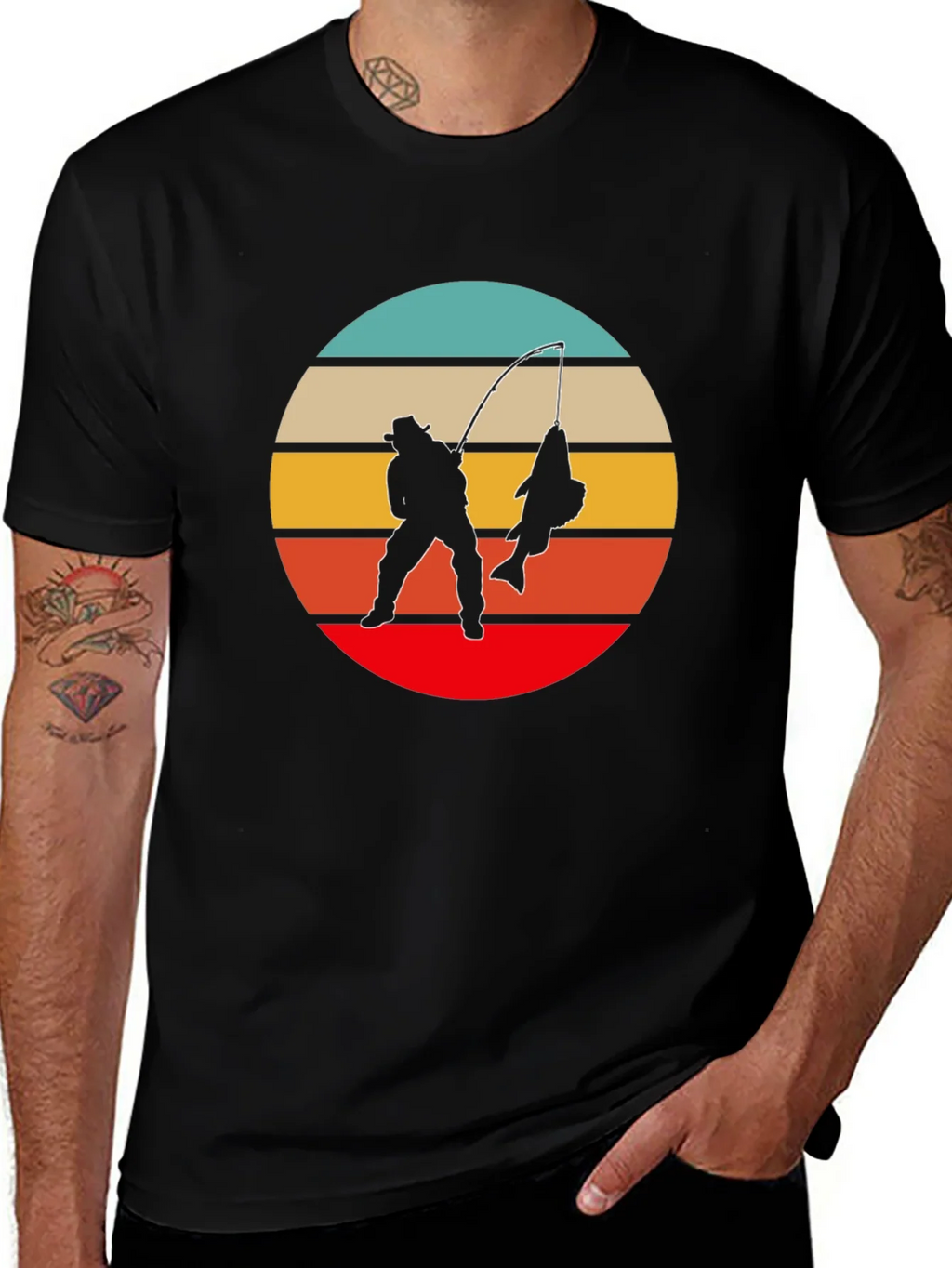 Retro Fishing T-Shirt - Fisherman Silhouette Design product image 1
