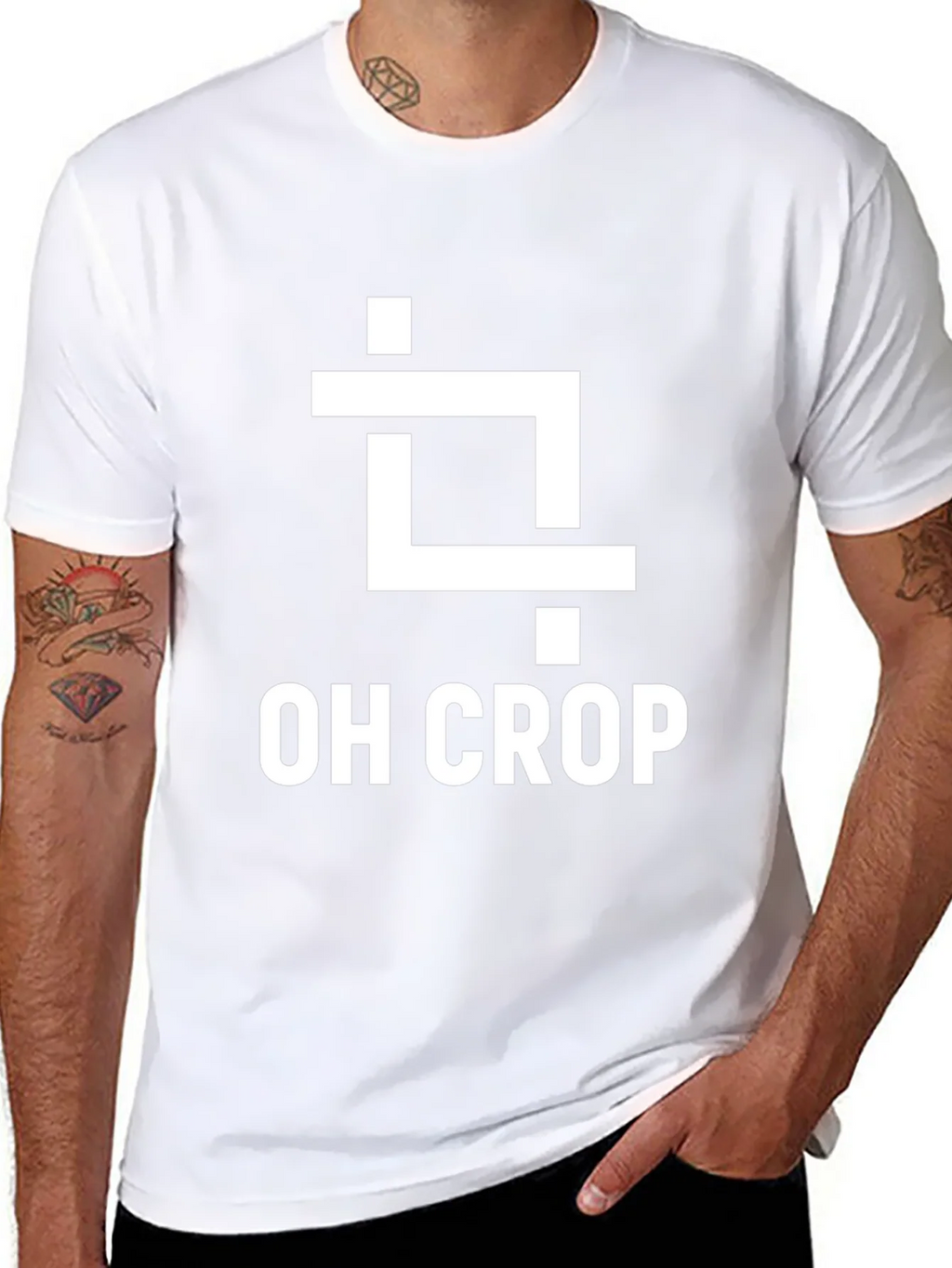 Oh Crop Funny Graphic Tee - Black Cotton T-Shirt product image 2