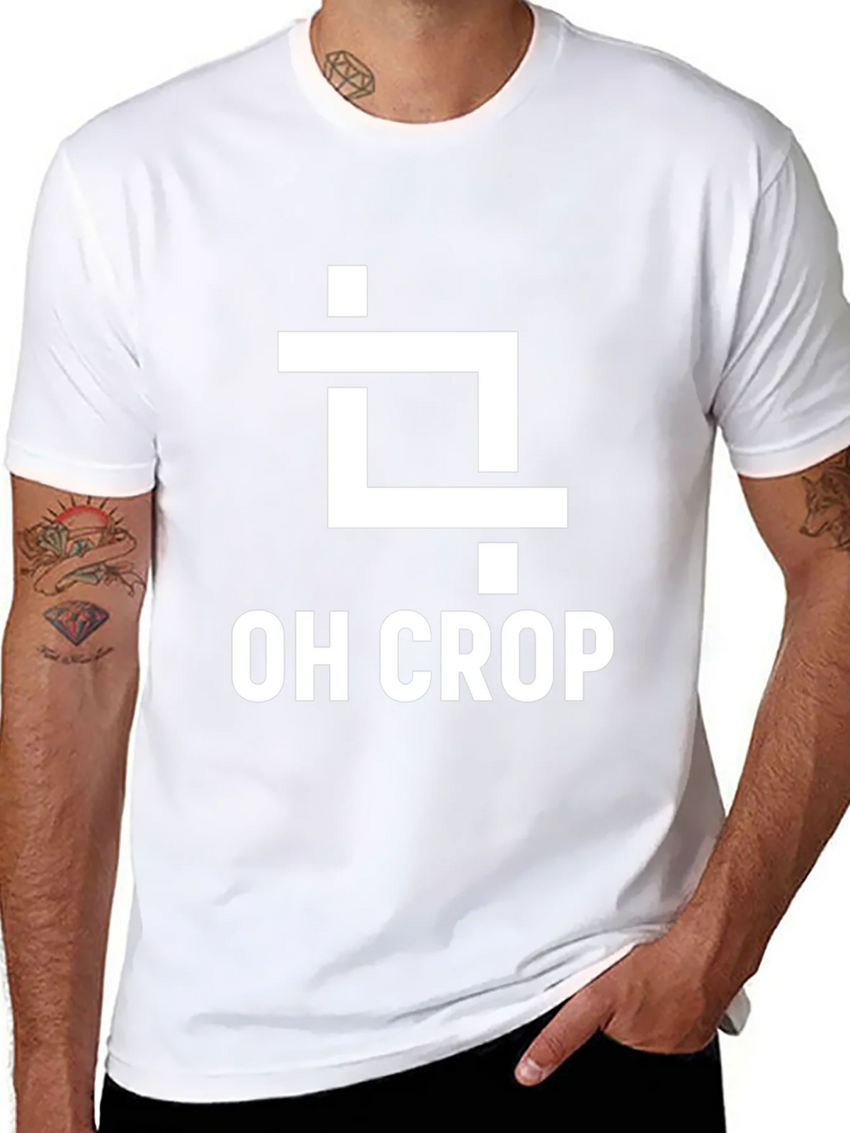 Oh Crop Funny Graphic Tee - Black Cotton T-Shirt product image 2