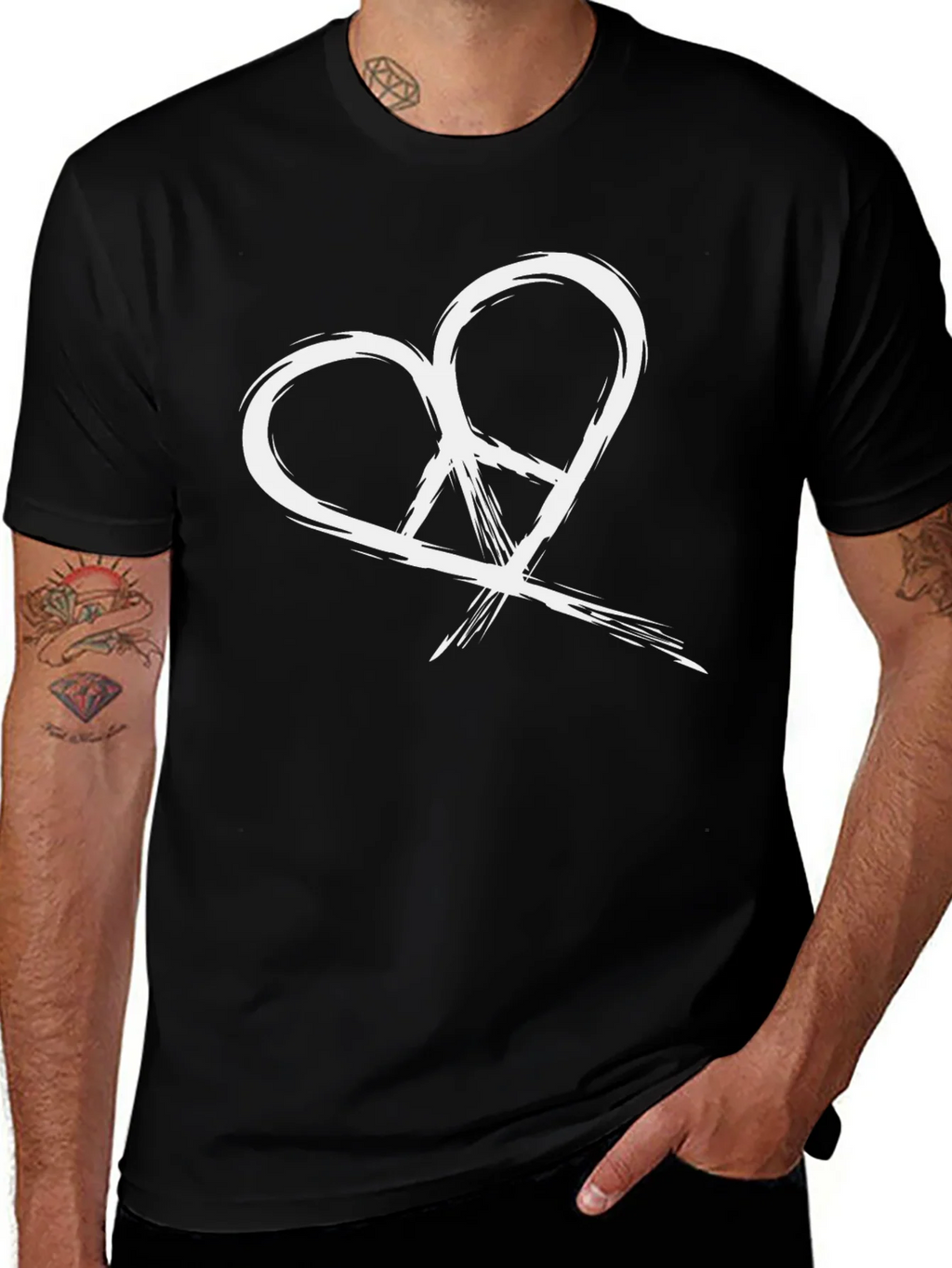 Heart Peace Sign Graphic Tee - Black product image 1