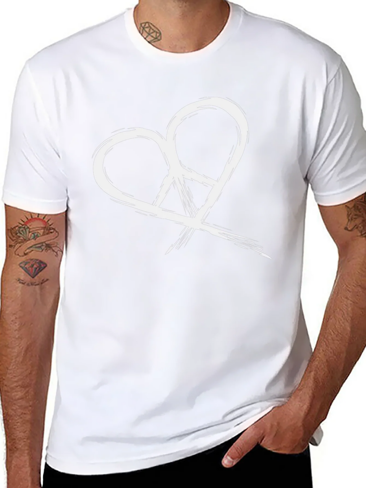 Heart Peace Sign Graphic Tee - Black product image 5