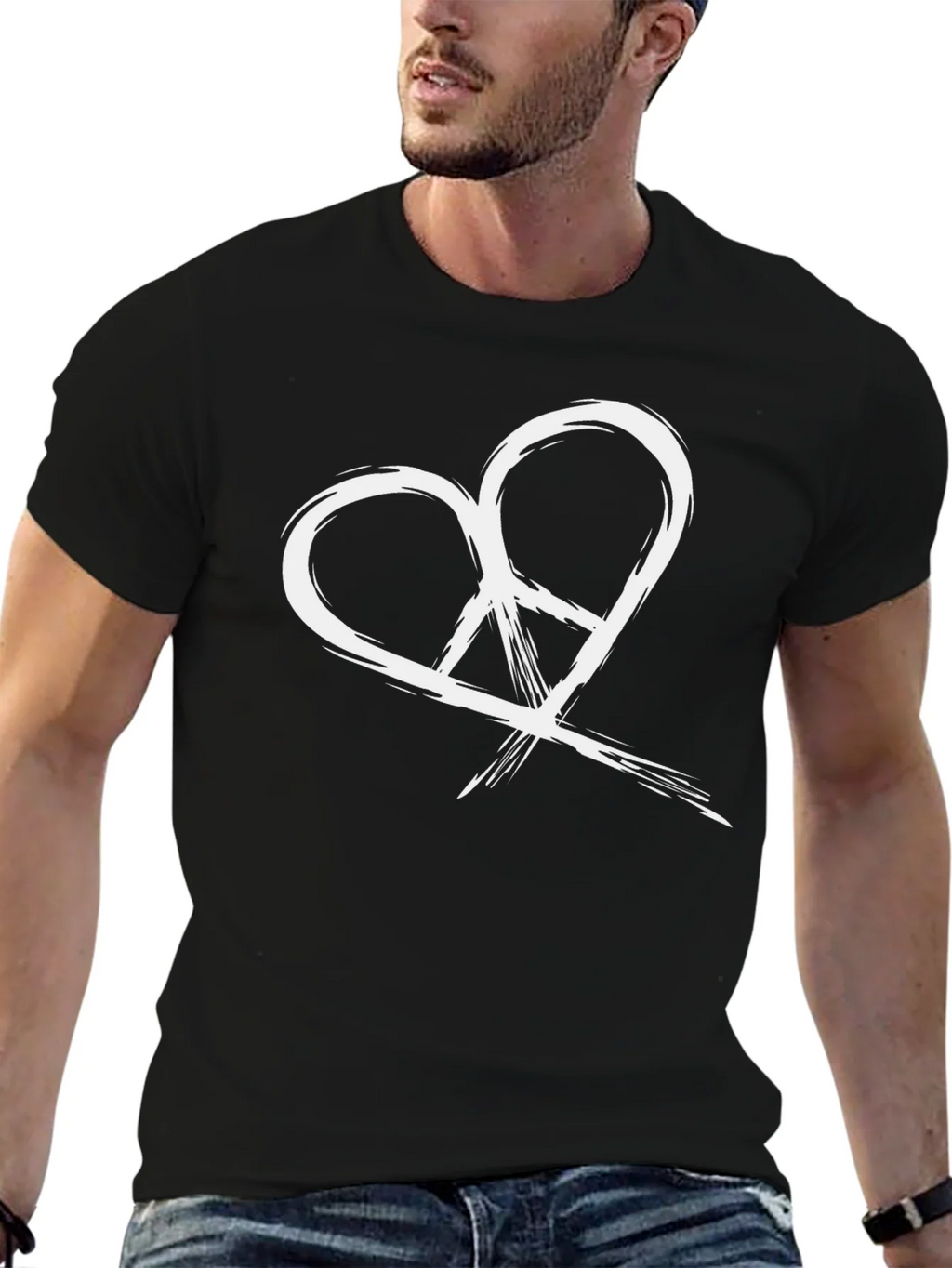 Heart Peace Sign Graphic Tee - Black product image 4